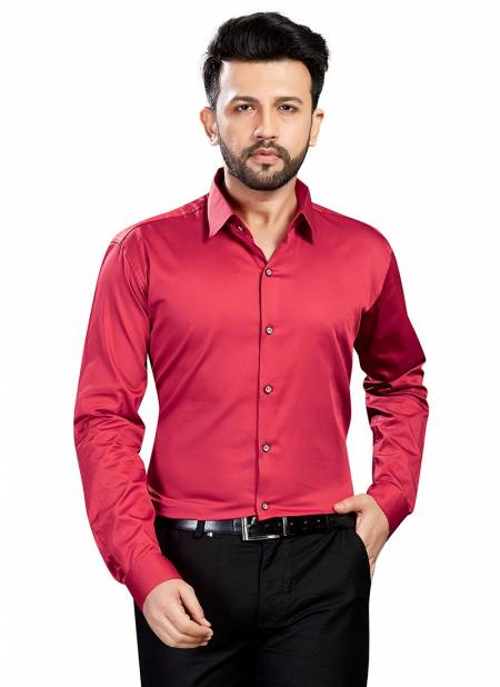 Outluk 1427 Office Wear Cotton Satin Mens Shirt Collection 1427-LIGHT RED